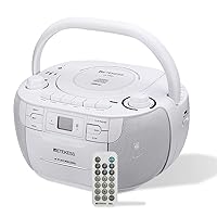 Retekess TR621 CD and Cassette Player Combo, Portable Boombox AM FM Radio, Tape Recording, Stereo Sound with Remote Control, USB, Micro SD, for Family(White)
