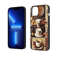 Coffee Collage Printed Case for iPhone 14 Cases 6.1 Inch Shockproof Phone Case Cover Not Yellowing Anti-Fingerprint
