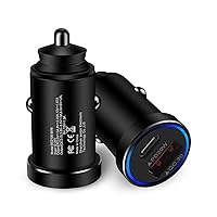 USB C Car Charger Flush Fit, 2Pack 38W PD 2Ports Car Fast Charger Adapter (Mini/Metal) Type C Quick Phone Car Charger Plug Compatible iPhone 15 14 13 12 11 Mini Pro Max XS XR, Samsung S24 S23 S22 S21