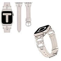 Wearlizer Leather Band Compatible with Apple Watch Band Women 41mm 40mm 38mm 44mm 45mm 42mm 49mm Ultra 2, Dressy Fancy Leather Strap for iWatch Bands Series 9 8 7 6 5 4 3 2 1 SE