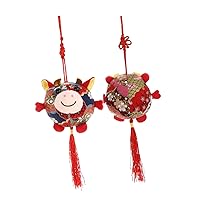 BESTOYARD 2pcs 2021 Year of The Ox Toy Pendant Door Hanging Ornament Ox Mascot Doll Pendant Hanging Decoration Door Pendant New Year Pendant Festival Decoration Spring Pp Cotton Ornaments