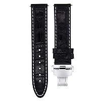 Ewatchparts 22MM LEATHER WATCH STRAP BAND COMPATIBLE WITH MONTBLANC 4810 TIMEWALKER AUTOMATIC BLACK WS