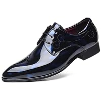 WUIWUIYU Men's Big Size Lace-Up Wedding Party Prom Semi-Formal Dress Wingtips Synthetic Leather Oxfords Shoes