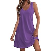 Dresses for Women 2024 Sundress with Pockets Summer Boho Beach Dress Dress V Neck Loose Tank Dresses
