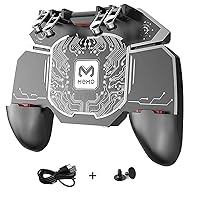 PUBG Mobile Controller Radiator Fast Cooling Phone Gamepad 4 Trigger 6 Finger Operation - L1R1/L2R2 for iPhone, Samsung, Oneplus, Pixel, compatible with CoD Warzone Mobile, Fortnite, Powered by USB C