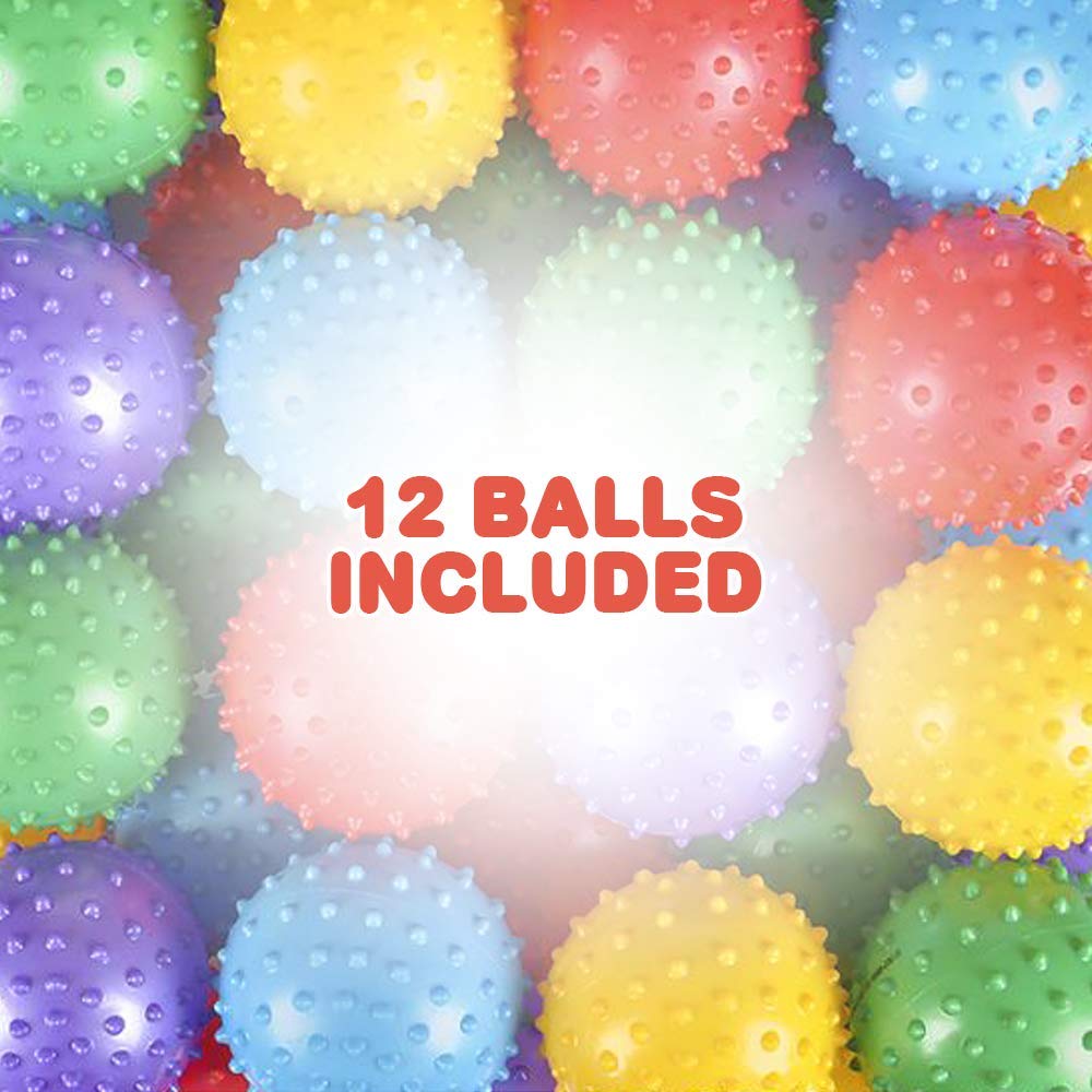 ArtCreativity Inflated Knobby Balls, Pack of 12, Spiky Sensory Bouncing Balls for Autism, ADHD, ADD, Anxiety Relief, Birthday Party Favors, Treasure Box Prizes, 3 Inch Balls for Kids and Adults