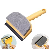 Window Cleaning Rubber Squeegee and Microfiber Scrubber, 2-in-1 Window Washing Cleaning Tools Combination for Bathroom Glass Mirror (Yellow)