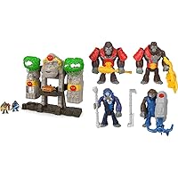 Bundle of Fisher-Price Imaginext Preschool Toy Gorilla Fortress Playset with Poseable Figures + Boss Level Army Pack 9-Piece Monkey & Gorilla Figure Set