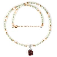 AAA Quality Multi Gemstone Beaded Necklace With 925 Sterling Silver Pendent Locket Style Semi Precious Handmade Beads Jewelry For Women Girls Gift (50 CM)
