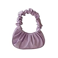 Women's Pleated Hobo Shoulder Bag Leather Clutch Retro Simple Tote Bag Small Purse for Work, Shopping, Reunion Wait.