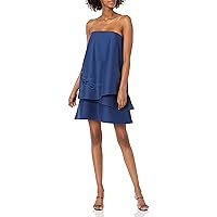 Halston Heritage Women's Strapless Tiered Embroidery Detail Dress