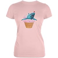 Animal World Ice Cream Cone Shark Blush Pink Juniors Soft T-Shirt