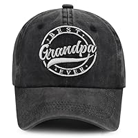 Best Grandpa Ever Hat for Men, Adjustable Cotton Embroidered Grandad Baseball Cap
