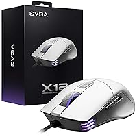 X12 Gaming Mouse, 8k, Wired, White, Customizable, Dual Sensor, 16,000 DPI, 5 Profiles, 8 Buttons, Ambidextrous Light Weight, RGB, 905-W1-12WH-KR