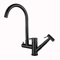HomeLava Kitchen Tap with Extendable Spray Gun and 2 Water Jet Types 360° Rotatable Hot and Cold Tap Kitchen Sink Tap 304 Stainless Steel for Sink, Black