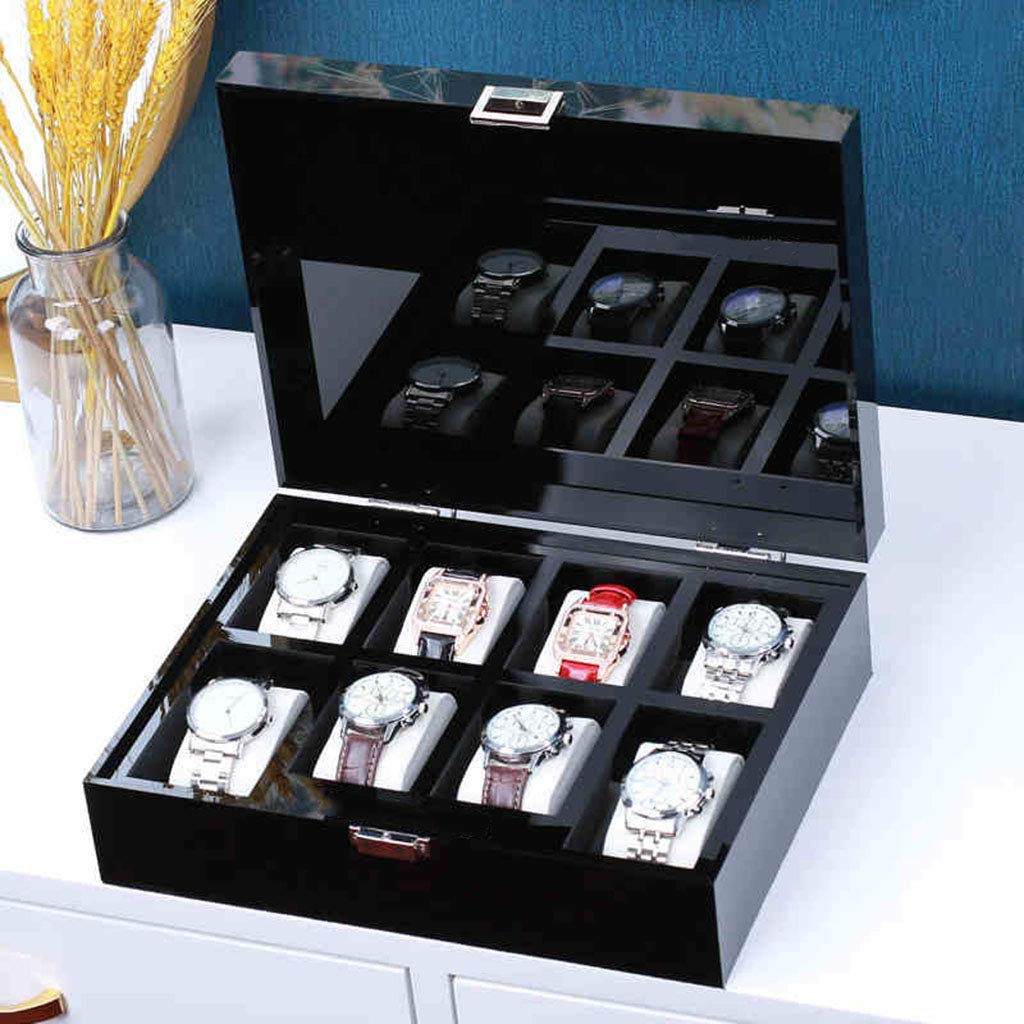 LIYANSBH 8 Slots Acrylic Watch Box Organizer Pillow Case Dust-Proof with Modern Buckle Closure Jewelry Display Storage Collector