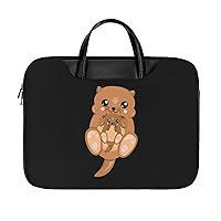 Cute Otter Handheld Laptop Case Portable Leather Computer Bag Gifts for Men Women