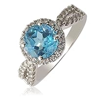 Blue Topaz and Diamond Ring 2.75 ct tw in 14K White Gold