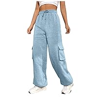 Womens Cargo Pants Sweatpants Tapered Hiking Pants Joggers 2024 Elastic Waist Drawstring Lounge Pants with Pockets