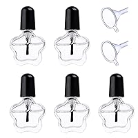 5pcs 5ml Empty Refillable Clear Glass Nail Polish Bottles with Black Brush Cap Best for Nail Art DIY Beauty Containers with 2 Funnels