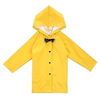 Age 2-10 Years Kids Hooded Button Down Long Jacket Bow Lightweight Raincoat