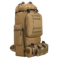 100L Camping Hiking Backpack,Molle military Tactical rucksack backpack,Waterproof Lightweight Hiking Backpack (Khaki-C)