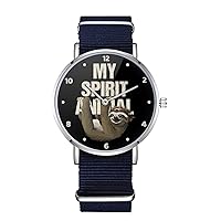 Sloth My Spirit Design Nylon Watch for Men and Women, Funny Animal Theme Unisex Wristwatch, Lazy Lover Gift Idea