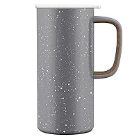 Ello Campy Vacuum Insulated Travel Mug with Leak-Proof Slider Lid and Comfy Carry Handle, Perfect for Coffee or Tea, BPA Free, Grey, 18oz