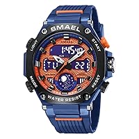 Men's Digital Watches Alloy Casual Sports Military Wrist Watches Waterproof Dual Time Function Stopwatch LED Back Ligh/Alarm/Date