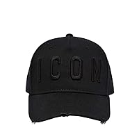 DSQUARED2 Icon BCM4001 M084 Distressed Bold Logo Baseball Cap - Black/Black