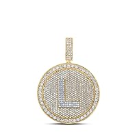 10kt Two-tone Gold Mens Round Diamond L Circle Letter Charm Pendant 4 Cttw