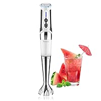 Cordless Hand Blender: Rechargeable Cordless Immersion Blender Handheld, 21-Speed & 3-Angle Adjustable with 304 Stainless Steel Blades for Milkshakes | Smoothies | Soup| Puree | Baby Food (White)