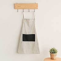 Apron,Nordic Fashion Bib Apron Coffee Shop Milk Tea Shop Work Apron Kitchen Home Simple Adult Men Women Waist Chef Apron Cotton and Linen-E 81x70cm(32x28inch)