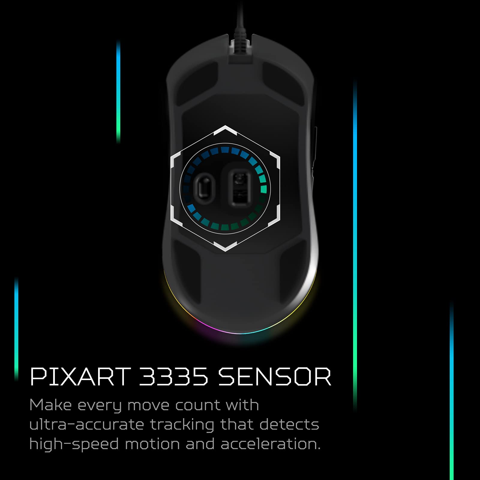 Acer Predator Cestus 330 Gaming Mouse with PixArt 3335 Sensor, Adjustable DPI Settings, 16.8 Million RGB Color Lighting Combinations & NVIDIA Reflex