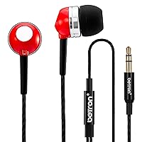 Betron RK300 in Ear Headphones Earphones Wired with Noise Isolating Earbuds Tangle Free Cord Lightweight Carry Case Soft Ear Buds 3.5mm Plug (Red)
