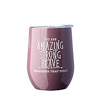 DIVERSEBEE Inspirational Thank You Gifts for Women, Mom, Sister, Wife, Girlfriend, Coworker, Best Friend, Encouragement Birthday Wine Gifts - Insulated Wine Tumbler Cup with Lid 12oz(Mauve)