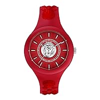 Versus Versace Fire Island Collection Luxury Womens Watch Timepiece with a Red Strap Featuring a Red Case and Red Dial