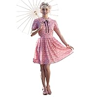 Tatyana 1950s Vintage Mid Mod Babydoll Dress in Flamingo Print
