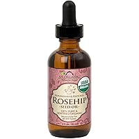 US Organic Rosehip Seed Oil, USDA Certified Organic, Cold Pressed, Virgin Organic, Amber Glass Bottle and Glass Eye Dropper for Easy Application - 2 oz (56 ml)