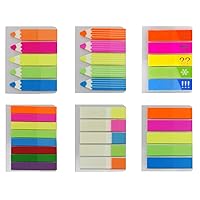 4A 4A 66113 Sticky Notes Flags Set, Neon Fluorescent Color, Index Label, Transparent Tabs Flags Stickers, Text Highlighter Strips Writable Labels Page Marker Bookmarks, 6 Pads/set, 1/2