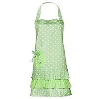 G2PLUS Cotton Apron for Adults, Adjustable Kitchen Apron with Pocket, Green Bottom White Dot Apron for Cooking, Baking, Gardening and DIY Art, Great Xmas Gift for women and Men-28.5'' x 19''