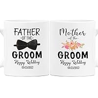 Set of 2, Personalized Custom Add Text & Date Let's Make Memories Coffee Mug 11 15 Oz, Father & Mother Of The Groom Cup, Future Mother Father in Law Gifts, Unique Wedding Favor Mug Gifts for Parents