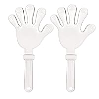 Beistle 2 Piece White Plastic Giant Hand Clappers Noisemakers Birthday Party Favors, 15
