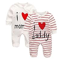 Kiddiezoom Unisex-Baby Newborn I Love Mummy I Love Daddy Bodysuit 2 Pack