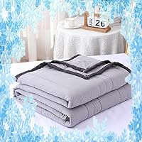 Summer Cooler Quilt for Hot Sleepers and Night Sweats, Ice Blanket for All-Season Lightweight, Cooler Comforter Double Sided Cold Effect Blanket Cooler Fiber Soft Blanke (Gray, C)