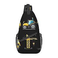 Cartoon Heavy Machinery Truck Sling Bag Crossbody Backpack Sling Backpack Shoulder Bag For Women Men Cycling Hiking Travel