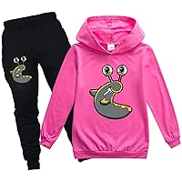 Girls Kids Graphic Cotton Sweatshirt with Hood,Slogoman Hoodie + Sweatpants-Two Piece Tracksuit Outfits
