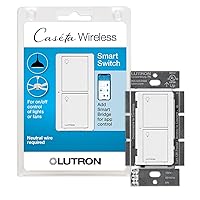 Caseta Smart Lighting Switch for All Bulb Types or Fans | Neutral Wire Required | PD-6ANS-WH | White