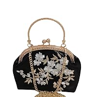 Classic Embroidery Flowers Kiss Lock Shell Bags Bag Chain Women Shoulder Crossbody Bag Vintage Women's Handbags