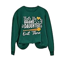 That's My Grand Daughter Out There Letter Sweatshirts Women Grandma Gift Shirts Casual Long Sleeve Baseball Pullover